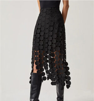 NWT Commense Laser Cut Multi Circle Double Layered Skirt Sz S